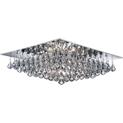 Searchlight Hanna - 8 Light Square Ceiling Semi Flush Light Chrom mit Pyramidenkristallen, G9 (1/2)