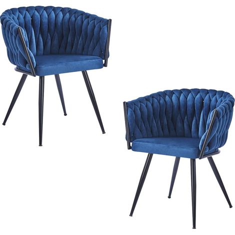 Packs Sillas Comedor - Pack 2 Sillas Widny Black Terciopelo - Azul (1/5)