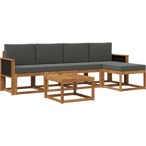 vidaXL Outdoor Sofa Set 6 pcs Natural and Anthracite Polyester (1/3)