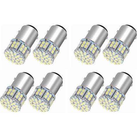 Lot de 8 ampoules LED blanches 6000K 1157 50SMD pour feux arrière et freins BAY15D 12V (1/5)