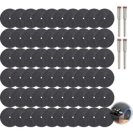 60 PCS Disques de Coupe pour Outils Rotatifs, Métal Disque Dremel Ø32mm avec 4 Mandrins 3mm, Mini Disques à Tronçonner Abrasifs pour Outils Rotatifs Accessoires Dremel de Découpe et Meulage (1/5)