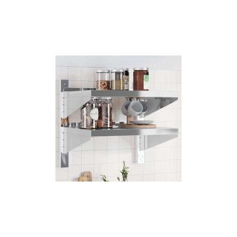 Étagère murale à 2 niveaux 50x40x60 argenté acier inoxydable (1/5)