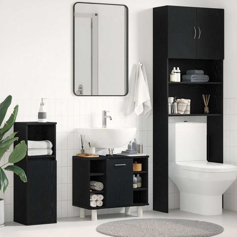 vidaXL Gabinete de Baño Roble Negro 60 x 32 x 54 cm (1/5)