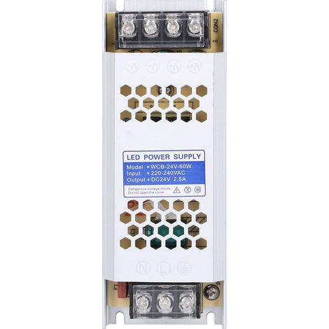 Alimentatore in lega di alluminio, trasformatore a banda lunga ultrasottile per pannelli luminosi a LED e scatole luminose in tessuto (WCB-24V-60W)