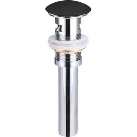 Desagüe de lavabo Clic-Clac con tapa redonda de cerámica negra mate - Accesorios de baño