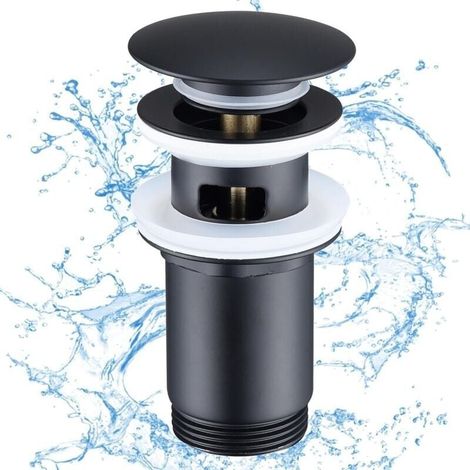 Ensemble De Vidage Noir Mat avec Trop-Plein, Ensemble De Vidage Universel pour Vier, Robinet De Vidange en Laiton pour Lavabo/Vier (1/4)