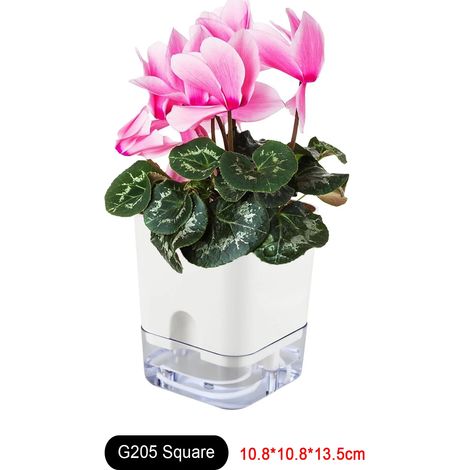 (G205) Nouveau pot de fleurs à arrosage automatique magnétique en plastique avec corde en coton auto-absorbante pour plantes à double étage - Accessoires de jardin (1/4)
