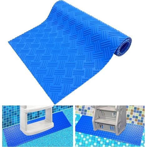 Tapis de piscine à texture antidérapante – Bleu – Taille M (91 x 23 cm), Motif de vagues bleues (1/5)