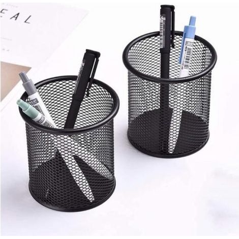 5 Pièces Porte Stylos Ronds, Porte Stylos en Maille Métallique, Mesh Stylo Pot, Métal Crayon Tasse Pot, Pot de Stylo en Maille (1/5)
