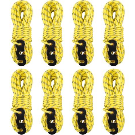 8 Pièces Corde De Tente, Nylon Réfléchissant 3mm, Avec Tendeur Aluminium, Pour Camping Randonnée (1/5)