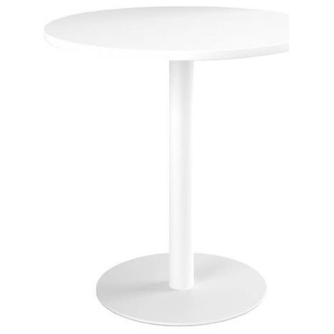 Table ronde 80 cm plateau blanc piètement colonne blanc Essens - Maxiburo