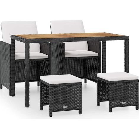 Maison Exclusive - Set da Pranzo da Giardino 5 pz Polyrattan e Legno Acacia Nero (1/5)