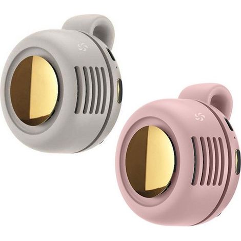 Mini ventilador，2 unidades，Ventilador USB recargable，Ventiladores silenciosos sin aspas recargables por USB，Ajustable，Rosa，blanco (1/5)