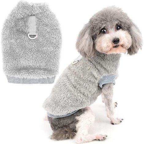 Pull polaire pour petit chien avec anneau en D pour laisse - Manteau d'hiver chaud (1/5)