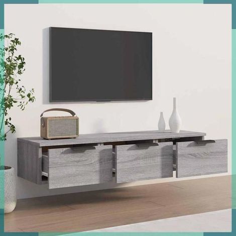 817097 Armoire murale Sonoma gris 102x30x20 cm Bois d'ingénierie (1/5)