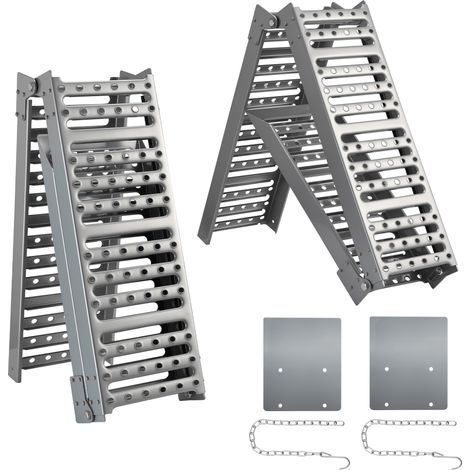 XPOtool Set 2 rampe di carico pieghevoli in 3 parti max. 680kg 195,5x23cm, acciaio antiscivolo per moto