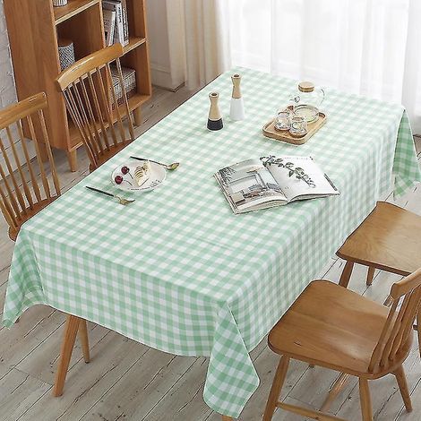 Nappe rectangulaire à carreaux vichy - Résistante aux taches, imperméable et lavable, idéale pour les pique-niques et les repas de fête en extérieur (6 tailles, 5 couleurs) - 60 cm x 60 cm - Vert clai (1/4)