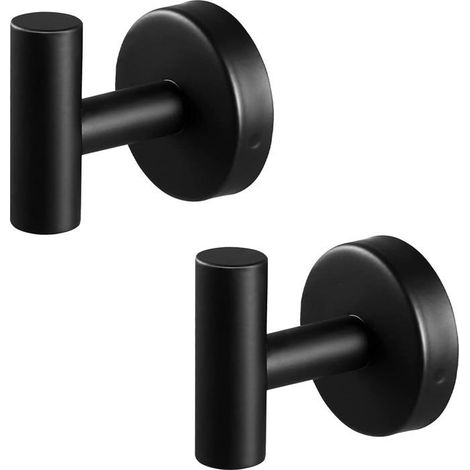 Lot de 2 crochets muraux en acier inoxydable 304 noir - crochets robustes, vis invisibles (1/5)