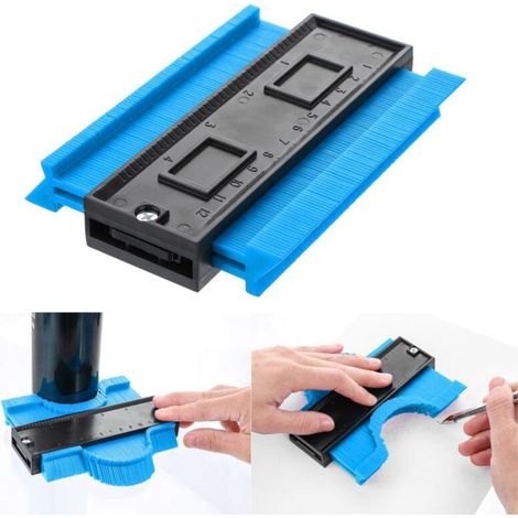 Jauge de contour verrouillable de 12,7 cm (5 po), outil de profilage en plastique bleu pour mesurer les carreaux et le bois stratifié. (1/4)