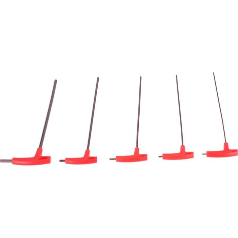 5-teiliges Set T-Griff-Sechskantschlüssel aus S2-Legierungsstahl mit flachem Kopf, mechanische Reparatur- und Befestigungswerkzeuge (1/5)
