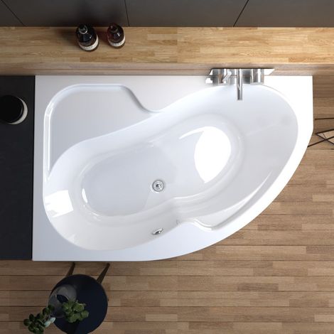 ECOLAM Baignoire d'angle Wela 170x100 cm gauche  pieds siphon + silicone  acrylique blanc