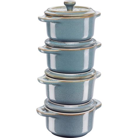 Restaurant-week Mini Cocottes turquoise antique 4 pièces (1/5)