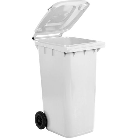 BIDONE QUADRO NETTEZZA URBANA CON RUOTE LT.240  cm.72x58x106h  bianco    ICS