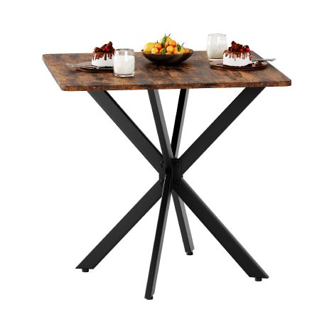 Table d'appoint carrée de style industriel : dotée d'un design moderne en forme de « X », d'un plateau à l'aspect bois et de pieds robustes en métal. Idéale pour le salon, la chambre ou le bureau. Cou