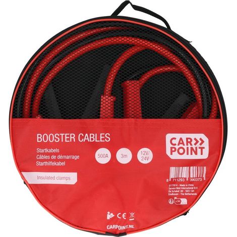 CABLES DE DEMARRAGE 500A 3M 12/24V (PINCES ISOLEES & POIGNEES) CARPOINT