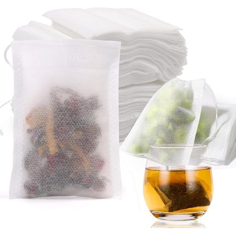 Paquete de 400 bolsitas de té desechables con cordón, bolsitas de té para té de hojas sueltas de 7 x 9 cm, bolsitas de té reutilizables, para té de hojas sueltas, café, té de flores, hierbas, especias