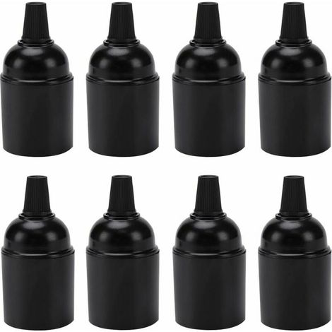 8 Piezas E27 Douille Vintage Noir, E27 Porte-Ampoules Douille, Bakélite Edison Vis E27 Douille, pour Raccord de Douille de Suspension de Bureau à Domicile (1/5)