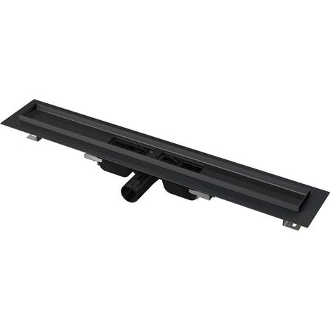 Alca Duschrinne mit Rand für Rost 950 mm + PVC 40 Muffe zum Dichten und Kleben, mattschwarz (APZ101BLACK-950-M)