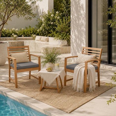 Gartenmöbel nivada cali Akazienholz FSC-zertifiziert wasserdichte Kissen (1/5)