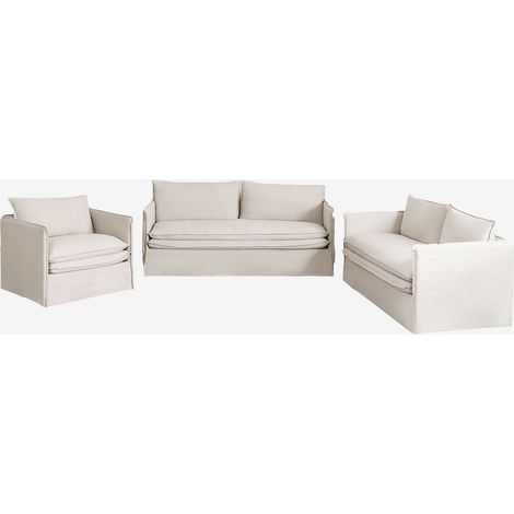 Set da salotto con divano 2 posti, divano 3 posti e poltrona in lino e cotone Grace SKLUM (1/5)