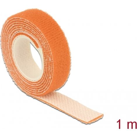 Delock Cinta de gancho y bucle en rollo LA 1 m x AN 13 mm naranja