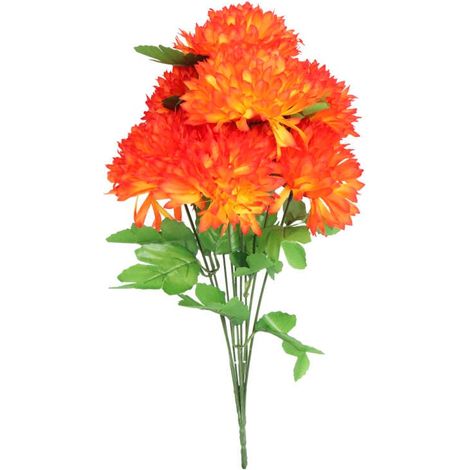 Strauß aus 9 orangefarbenen, gezackten Chrysanthemen (1/2)