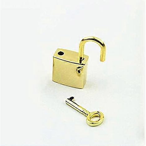 Vintage Miniatur-Vorhängeschloss aus Messing mit Schlüssel für Schmuckkästchen, Tagebuch oder Aufbewahrungsbox, hergestellt aus einer robusten Gold-Zink-Legierung. (1/5)