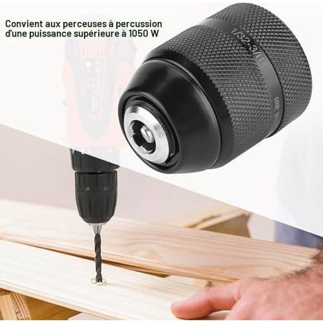 3/8" Keyless Drill Chuck 0.8mm-10mm Thread 3/8-24UNF Large Clamping Force Metal Drill Chuck for Hand Electric Drill and Impact Drills with One Power (1/4)