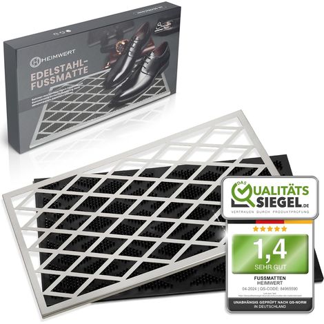 Paillasson d'extérieur en acier inoxydable - Cadre amovible - Tapis anti-saleté en caoutchouc - Facile à nettoyer (1/5)