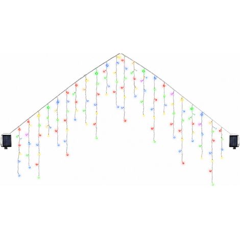 Guirlande Rideau Glaçons LED Solaire Multicolore pour Extérieur et Jardin, 96 LED (1/5)