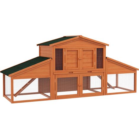 Conejera 225 x 70 x 100 cm dos plantas espaciosa techo impermeable rústica ambiente acogedor jardín de madera naranja 210007875 (1/5)