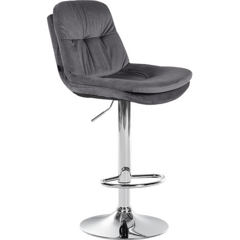 Barhocker Laurel Samt dunkelgrau Metall in Chromoptik (1/5)