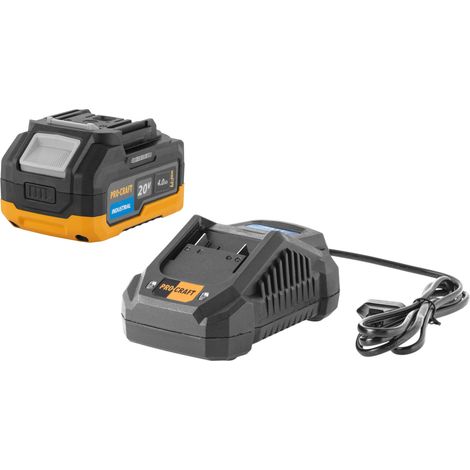 Set iniziale Procraft 20 V 20/4A Caricabatterie rapido + 1x 20/4 Batteria industriale 4,0 Ah