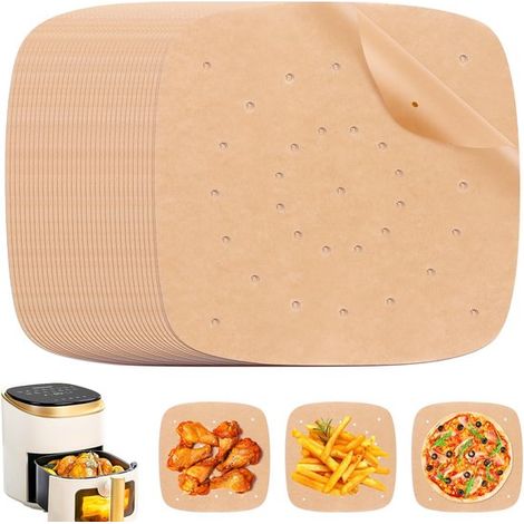 Carta da forno MTTProducts per friggitrice ad aria, 200 pezzi, rivestimento antiaderente, 21,5 cm quadrati, carta da forno per friggitrice ad aria (1/5)