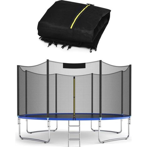 Sicherheitsnetz für 305-cm-Trampolin, 6-Stangen-Trampolinnetz, UV-beständig, Doppelreißverschluss, verstärkter Außenrand, Schwarz (1/5)