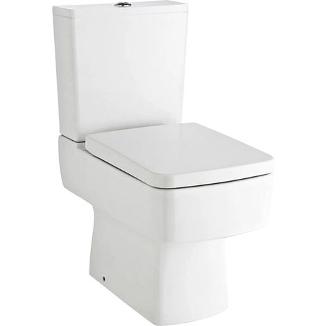 Nuie Bliss Toilet WC Close Coupled Modern Square Style With Soft Close Seat