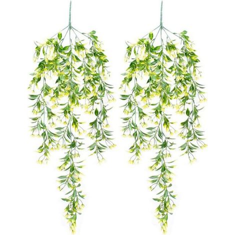 Fleurs Artificielles Vigne Suspendue Plante Artificielle Guirlande Maison Jardin Festival FêTe de Mariage Feuilles SimuléEs Jaune (1/4)