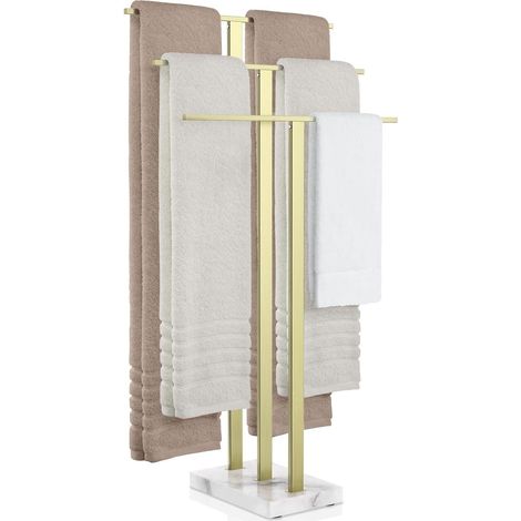 Handtuchhalter stehend 3 Stangen Marmor Edelstahl 18 Gebürstetes Gold (1/5)