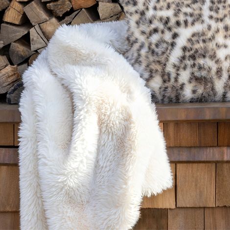 Plaid fausse fourrure écru 150x200 Bear (1/3)