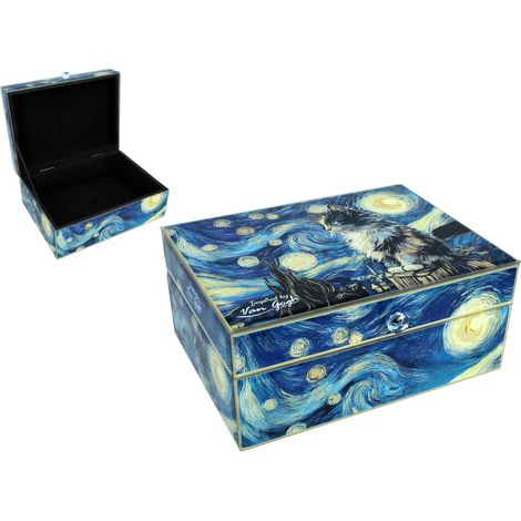 Carmani, Schmuckkästchen aus Glas, 20 x 15 x 9 cm – Motiv inspiriert von V. van Gogh (1/5)